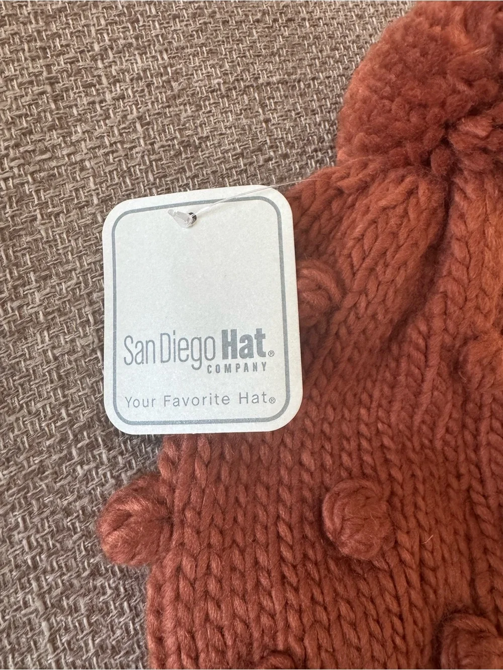 San Diego Hat Company Kids Pom Pom Beanie - Rust